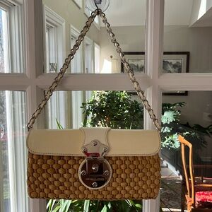 Michael Kors woven silver hardware, cream, color purse